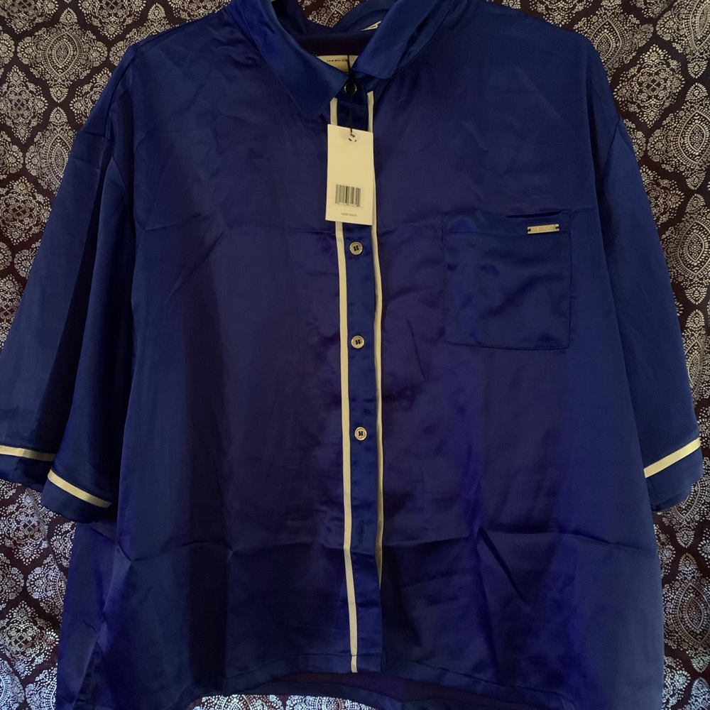 Jason Wu Navy Blue Hooded Shirt Jacket